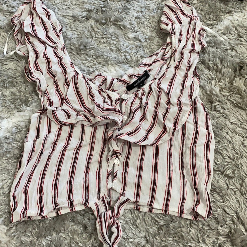 Striped button-down crop top